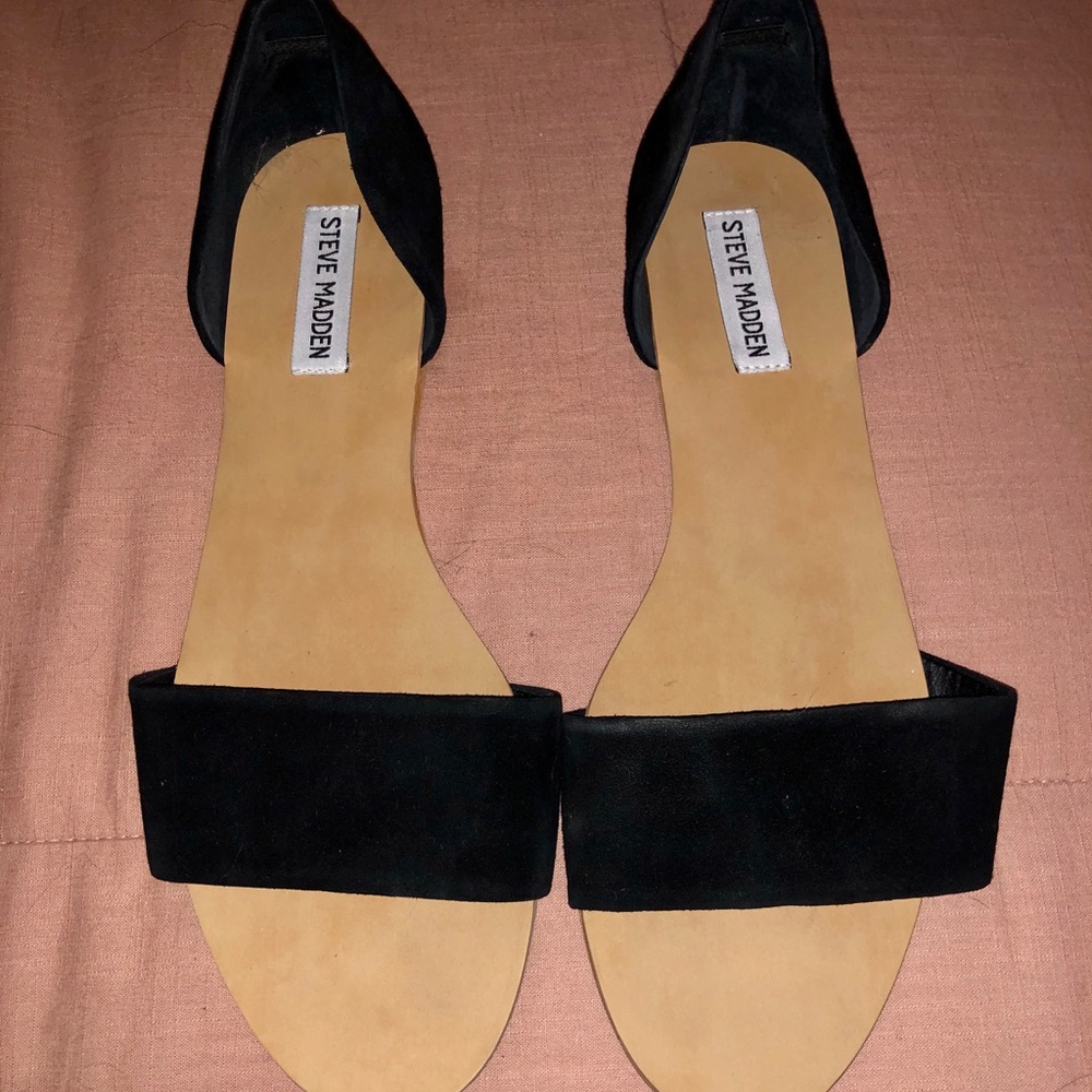Steve Madden Corey Black Leather Flats Size 10M